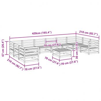 11-tlg. Garten-Sofagarnitur Kiefernholz Imprägniert