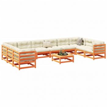 ARDEBO.de - 11-tlg. Garten-Sofagarnitur Wachsbraun Massivholz Kiefer