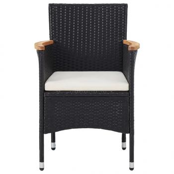 5-tlg. Bistro-Set Poly-Rattan und Hartglas Schwarz