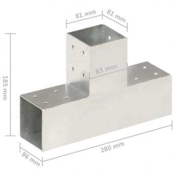 Pfostenverbinder 4 Stk. T-Form Verzinktes Metall 81 x 81 mm