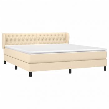 Boxspringbett mit Matratze Creme 180x200 cm Stoff