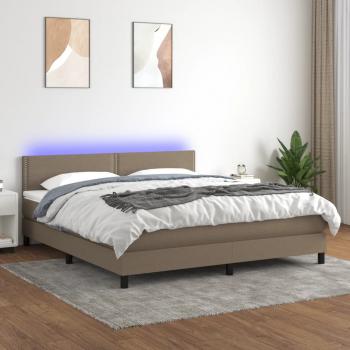 ARDEBO.de - Boxspringbett mit Matratze & LED Taupe 160x200 cm Stoff