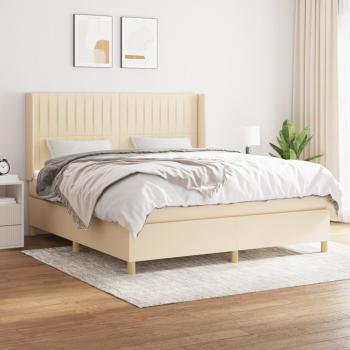 ARDEBO.de - Boxspringbett mit Matratze Creme 180x200 cm Stoff