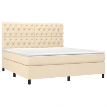 Boxspringbett mit Matratze & LED Creme 160x200 cm Stoff