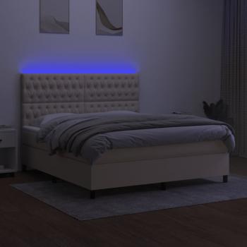 Boxspringbett mit Matratze & LED Creme 160x200 cm Stoff