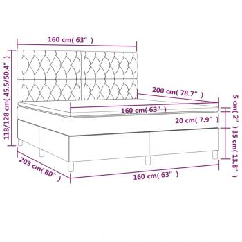 Boxspringbett mit Matratze & LED Creme 160x200 cm Stoff