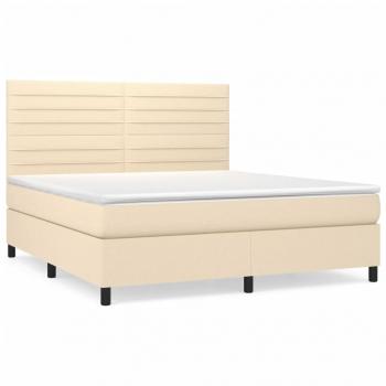 ARDEBO.de - Boxspringbett mit Matratze Creme 160x200 cm Stoff