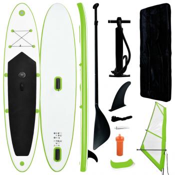 ARDEBO.de - Aufblasbares SUP-Board mit Segel Set Grün und Weiß