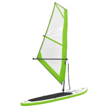 Aufblasbares SUP-Board mit Segel Set Grün und Weiß