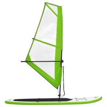 Aufblasbares SUP-Board mit Segel Set Grün und Weiß