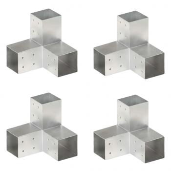 ARDEBO.de - Pfostenverbinder 4 Stk. Y-Form Verzinktes Metall 81 x 81 mm