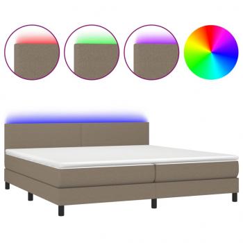 ARDEBO.de - Boxspringbett mit Matratze & LED Taupe 200x200 cm Stoff