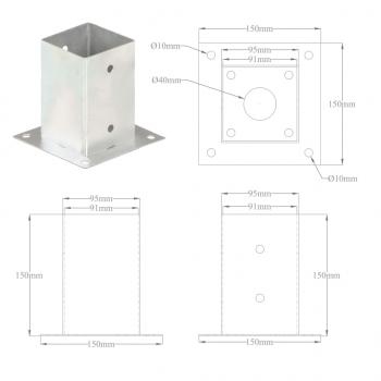 Pfostenanker 4 Stk. Verzinktes Metall 91 mm