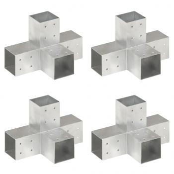 ARDEBO.de - Pfostenverbinder 4 Stk. X-Form Verzinktes Metall 81 x 81 mm