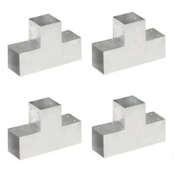 ARDEBO.de - Pfostenverbinder 4 Stk. T-Form Verzinktes Metall 101 x 101 mm