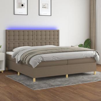 ARDEBO.de - Boxspringbett mit Matratze & LED Taupe 200x200 cm Stoff