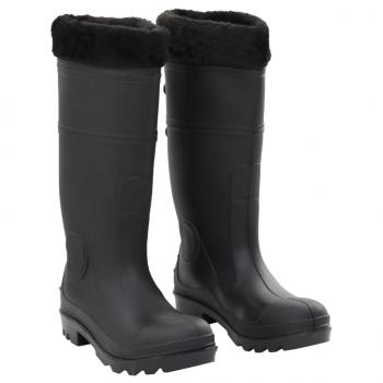 ARDEBO.de - Gummistiefel mit Herausnehmbarem Innenfutter Schwarz Gr. 38 PVC