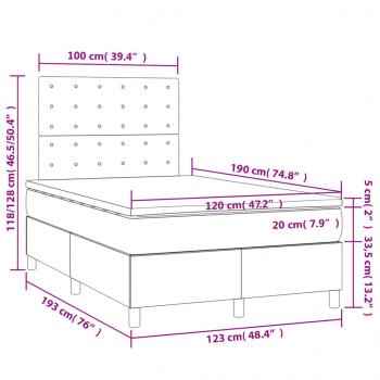 Boxspringbett mit Matratze Schwarz 120x190 cm Stoff