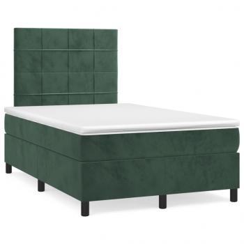 ARDEBO.de - Boxspringbett mit Matratze Dunkelgrün 120x190 cm Samt