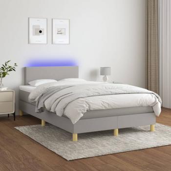 Boxspringbett mit Matratze & LED Hellgrau 120x190 cm Stoff