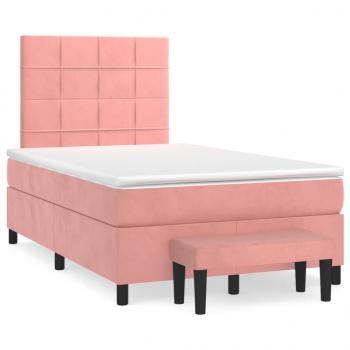 ARDEBO.de - Boxspringbett mit Matratze Rosa 120x190 cm Samt