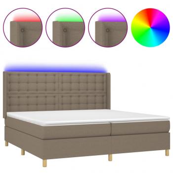 ARDEBO.de - Boxspringbett mit Matratze & LED Taupe 200x200 cm Stoff