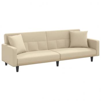 Schlafsofa mit Kissen Creme Stoff