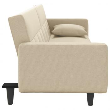 Schlafsofa mit Kissen Creme Stoff