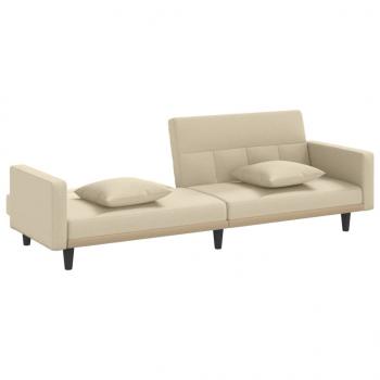 Schlafsofa mit Kissen Creme Stoff