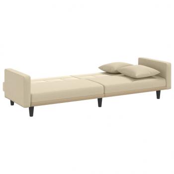 Schlafsofa mit Kissen Creme Stoff