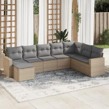 ARDEBO.de - 8-tlg. Garten-Sofagarnitur mit Kissen Beige Poly Rattan