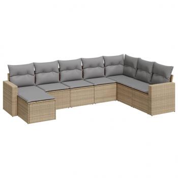 8-tlg. Garten-Sofagarnitur mit Kissen Beige Poly Rattan