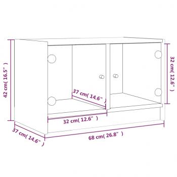 TV-Schrank mit Glastüren Grau Sonoma 68x37x42 cm