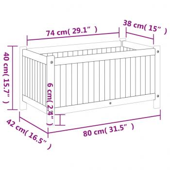 Pflanzkübel mit Einlage 80x42x40 cm Massivholz Akazie