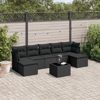 ARDEBO.de - 8-tlg. Garten-Sofagarnitur mit Kissen Schwarz Poly Rattan