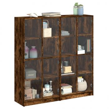 Bücherschrank mit Türen Räuchereiche 136x37x142cm Holzwerkstoff