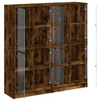 Bücherschrank mit Türen Räuchereiche 136x37x142cm Holzwerkstoff