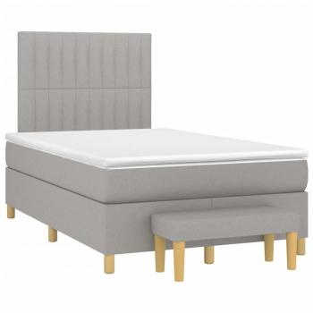 ARDEBO.de - Boxspringbett mit Matratze Hellgrau 120x190 cm Stoff