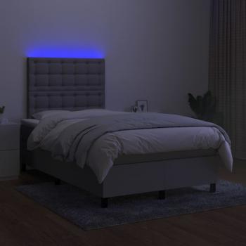 Boxspringbett mit Matratze & LED Hellgrau 120x190 cm Stoff