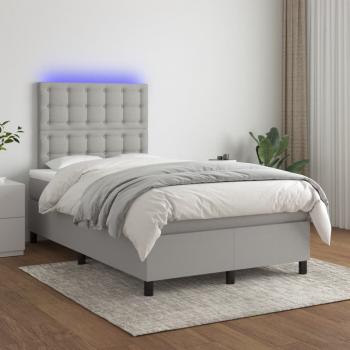 Boxspringbett mit Matratze & LED Hellgrau 120x190 cm Stoff