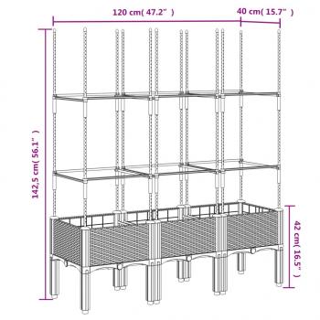 Pflanzkübel mit Rankgitter Braun 120x40x142,5 cm PP