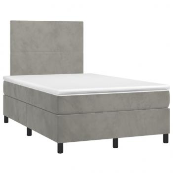 Boxspringbett mit Matratze Hellgrau 120x190 cm Samt