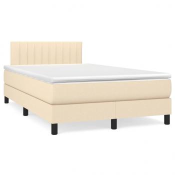 ARDEBO.de - Boxspringbett mit Matratze & LED Creme 120x190 cm Stoff