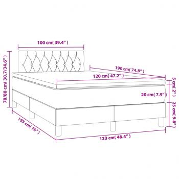 Boxspringbett mit Matratze & LED Taupe 120x190 cm Stoff