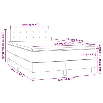 Boxspringbett mit Matratze & LED Creme 120x190 cm Stoff