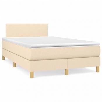 ARDEBO.de - Boxspringbett mit Matratze & LED Creme 120x190 cm Stoff