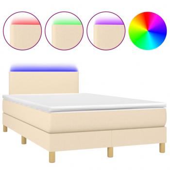 Boxspringbett mit Matratze & LED Creme 120x190 cm Stoff