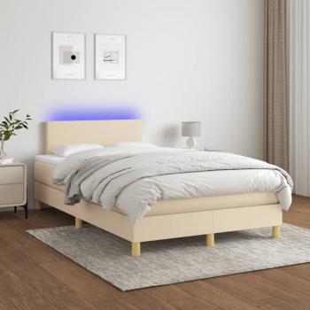 Boxspringbett mit Matratze & LED Creme 120x190 cm Stoff