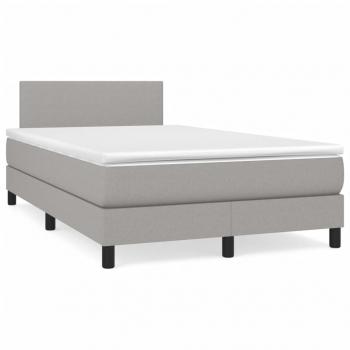 ARDEBO.de - Boxspringbett mit Matratze Hellgrau 120x190 cm Stoff