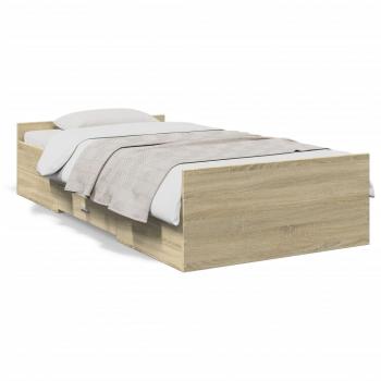 ARDEBO.de - Bettgestell mit Schubladen Sonoma-Eiche 75x190 cm Holzwerkstoff